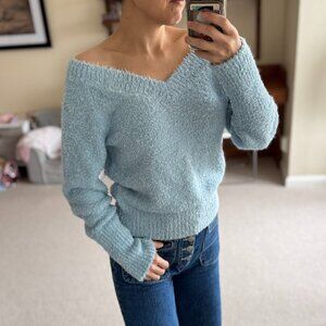 NWT! J. Crew Blue Off-the-Shoulder Sweater Relaxed Fit